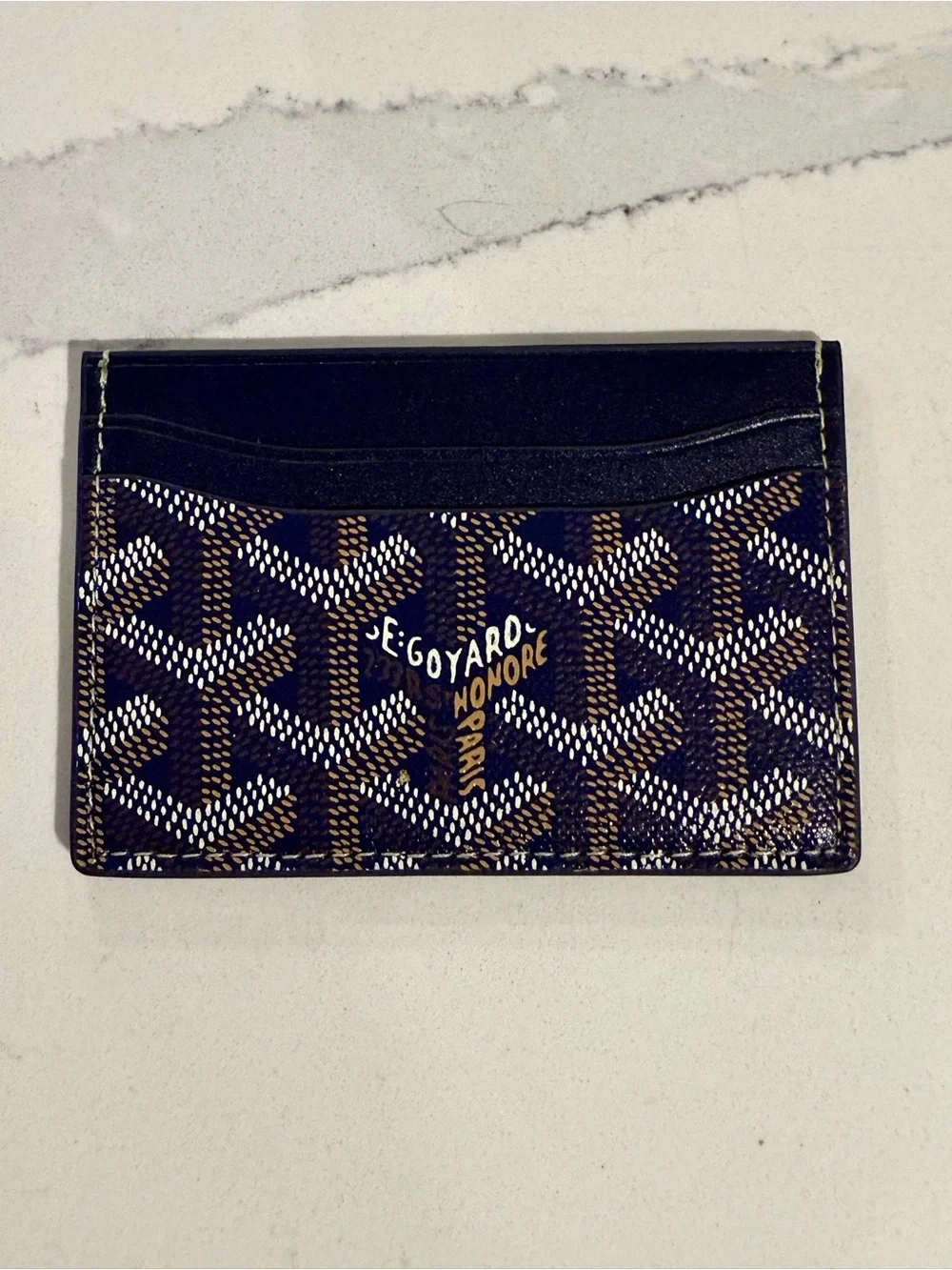 Goyard Navy & Brown Patterned Card Holder DS no box